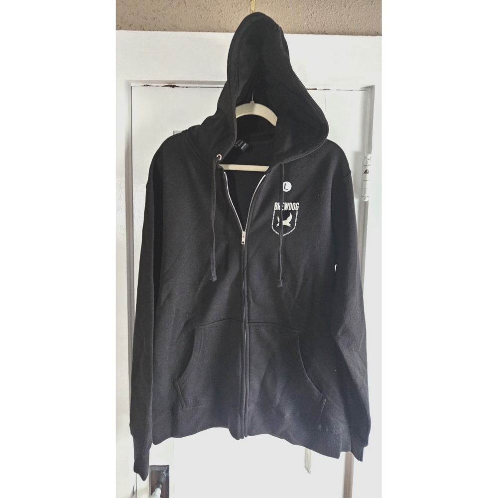 NWOT BREW DOG DOGTAP COLUMUS cotton blend black hoodie Sz L full zip
